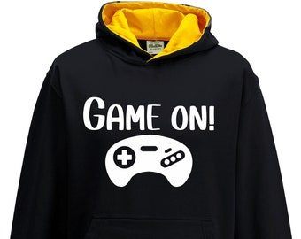 Gamer Gifts Game On Boys Girls Xmas Christmas Gifts Presents Gaming Hoody Hoodie Game Internet Gamer