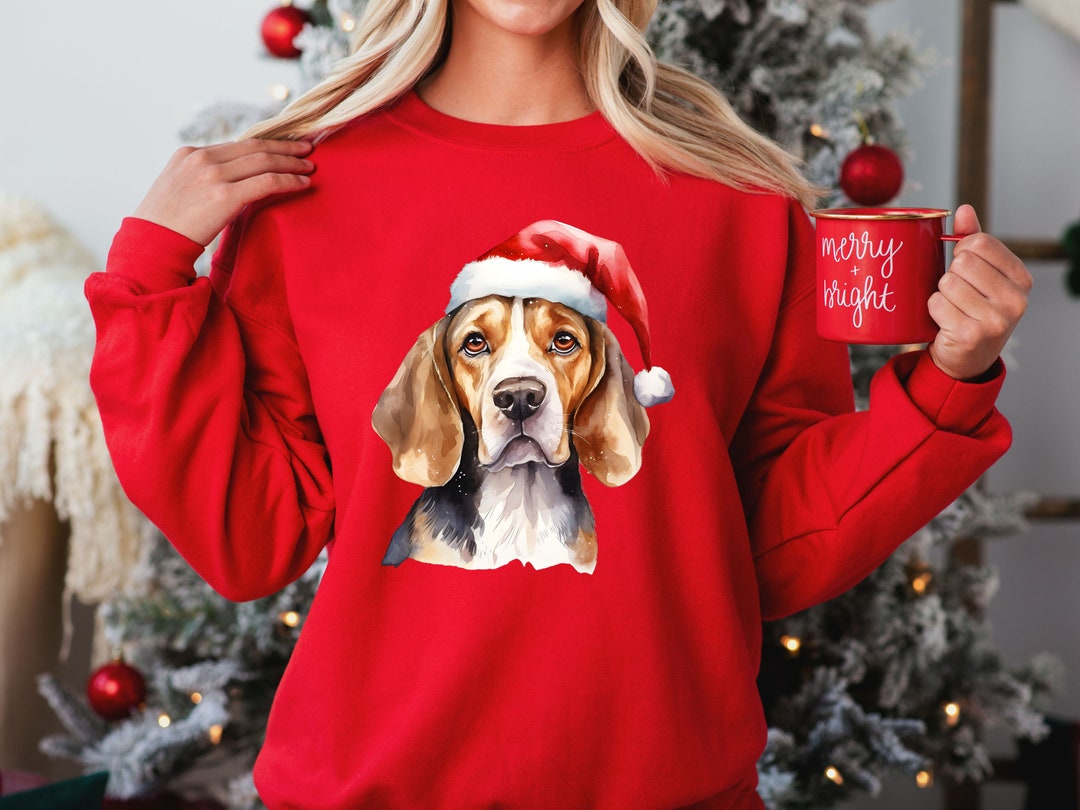 Sweatshirt de No?�l Beagle pour amoureux des chiens Pull de No?�l Pull de No?�l Bonnet de Noel 