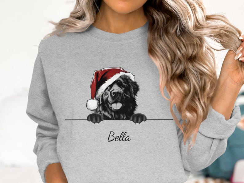 Personalised Newfoundland Dog Name Xmas Sweatshirt Christmas Sweater