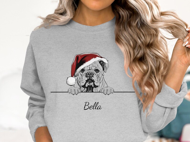 Personalized English Bulldog Dog Name Xmas Sweatshirt Christmas Sweater