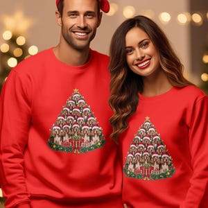Kersttrui Trui Pullover Cocker Spaniel Hond Kerstboom Ontwerp Schattige Hond Kerstman Hoeden Feestdagen Feestelijke Kleding Gezellige Vrijetijdskleding