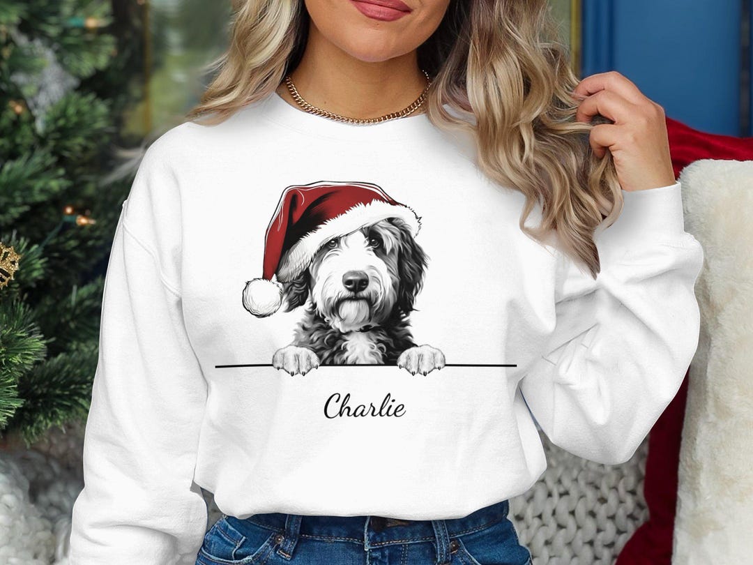 Personalised Spanish Water Dog Name Xmas Sweatshirt Cute Christmas