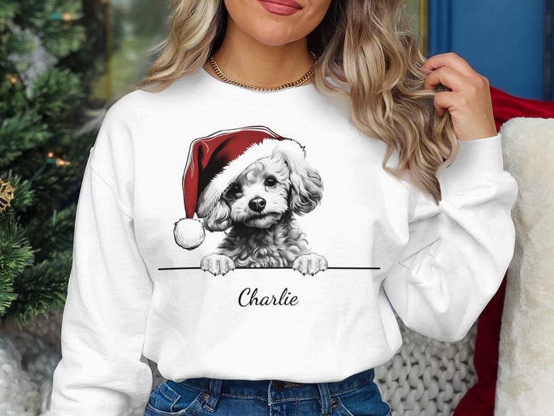 Personalized Toy Poodle Dog Name Xmas Sweatshirt Custom Christmas