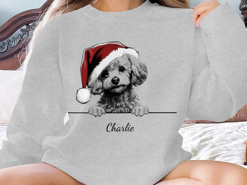 Personalized Toy Poodle Dog Name Xmas Sweatshirt Custom Christmas