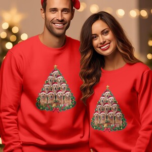Kerstsweater Trui Pullover Golden Retriever Hond Kerstboom Ontwerp Leuke Hond Kerstman Hoeden Feestdagen Feestelijke Kleding Gezellige Vrijetijdskleding