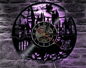 Wizard Magic Vinyl record clock with bright lights Wall clock Room decoration clock Birthday gift Vinyl Record clock Gift for fan