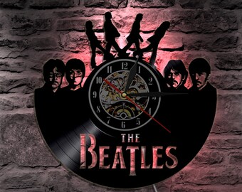 The Beatles Band Vinyl record clock with bright LED lights Room decoration clock Birthday gift Film Vinyl Record clock Gift for fan