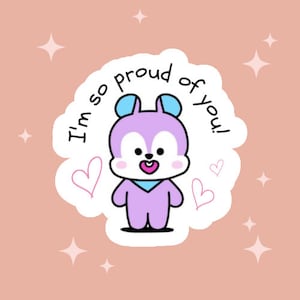 Motiverende mang zonder maskersticker / BT21 / BTS / papier, mat vinyl, gelamineerd vinyl en holografisch ster / gestanst en eenvoudig te verwijderen