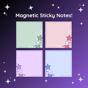 3x3 Dry Erase Magnetic Sticky Notes | Reusable Fridge Planner Magnets | Pastel Aesthetic Star Notes | Cute Kitchen Organizer