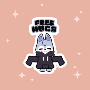 SKZoo Wolf Chan Gratis knuffels! Stray Kids-sticker Kpop mat vinyl en gelamineerd vinyl gestanst en eenvoudig los te maken