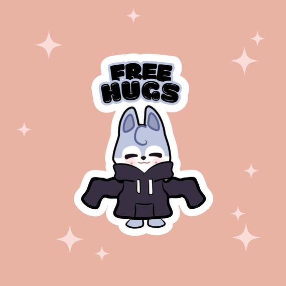 Skzoo Wolf Chan Free Hugs! Stray Kids Sticker Kpop Matte