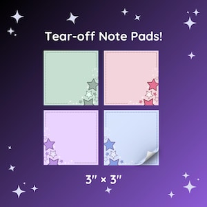 3x3 Small Notepad 50 Sheets Starry Aesthetic Memo Pad, Pastel Celestial Tear Off Notepad, Cute Stationery, Tiny Star Desk Accessories