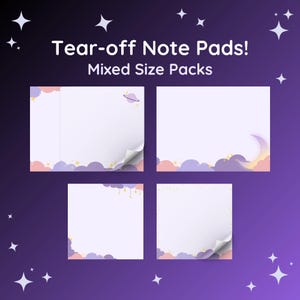 4x3 & 3x3 Dreamy Cloud Planet Memo Pad , Cute Space Celestial Tear Off Notepad, Aesthetic Stationery, Pastel Galaxy Desk Accessories, Set