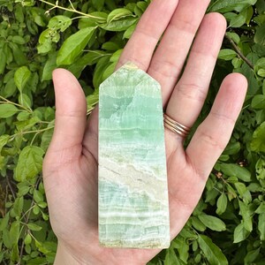 Pistachio Calcite Tower | Pistachio Calcite | Banded Green Calcite