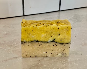 lemon poppyseed goat milk soap