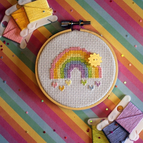 Mini Rainbow DIY Cross Stitch Kit Etsy
