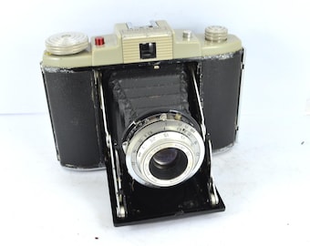 Cámara Kodak 66 Modelo II, antigua y poco común, de los años 50 y 60, en funcionamiento, con estuche de lona.