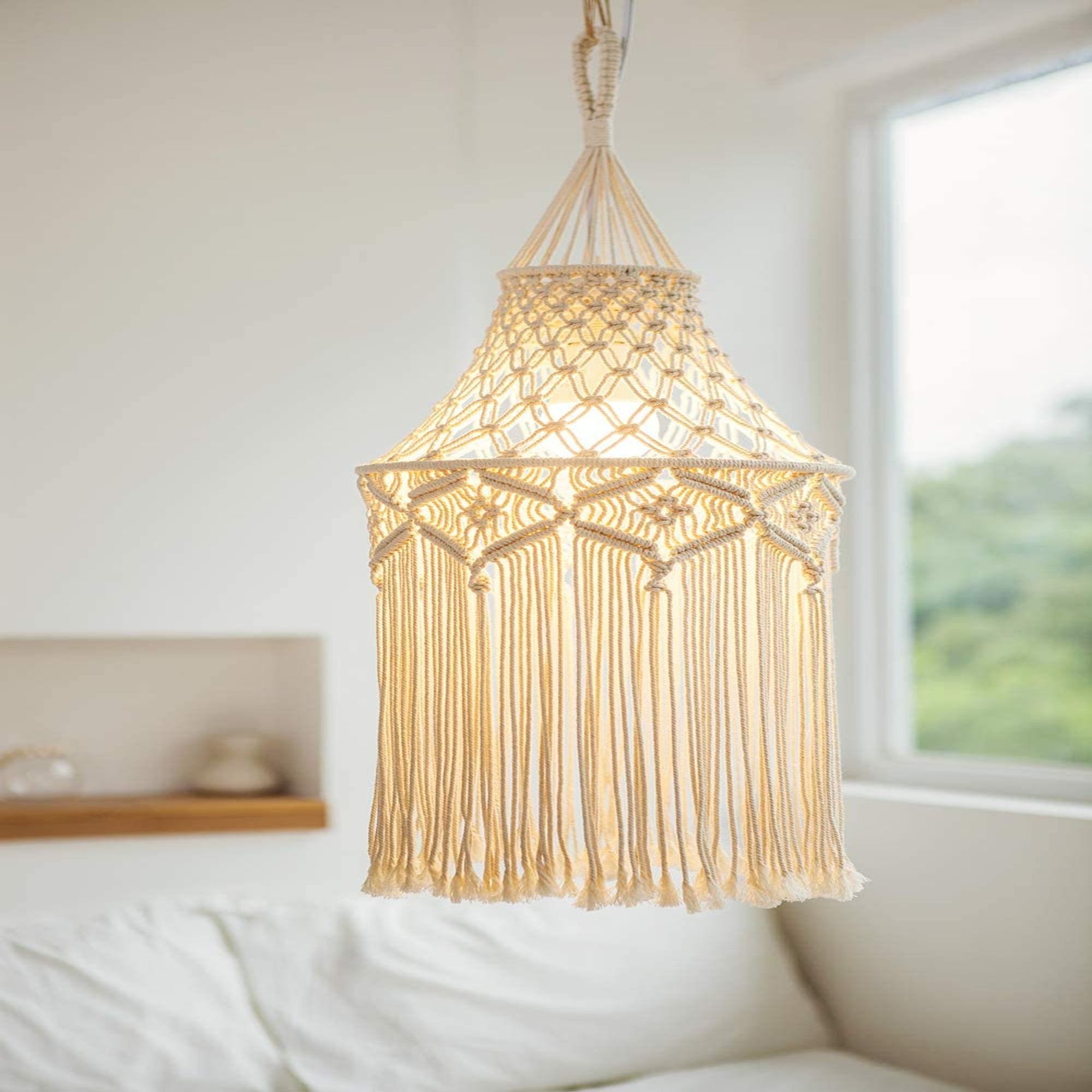 Boho Hanging Pendant light hanging Chandelier lampshade Etsy