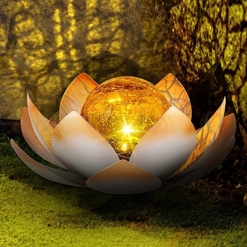 Yard Decor Lotus Flower Solar Light waterproof light with Etsy