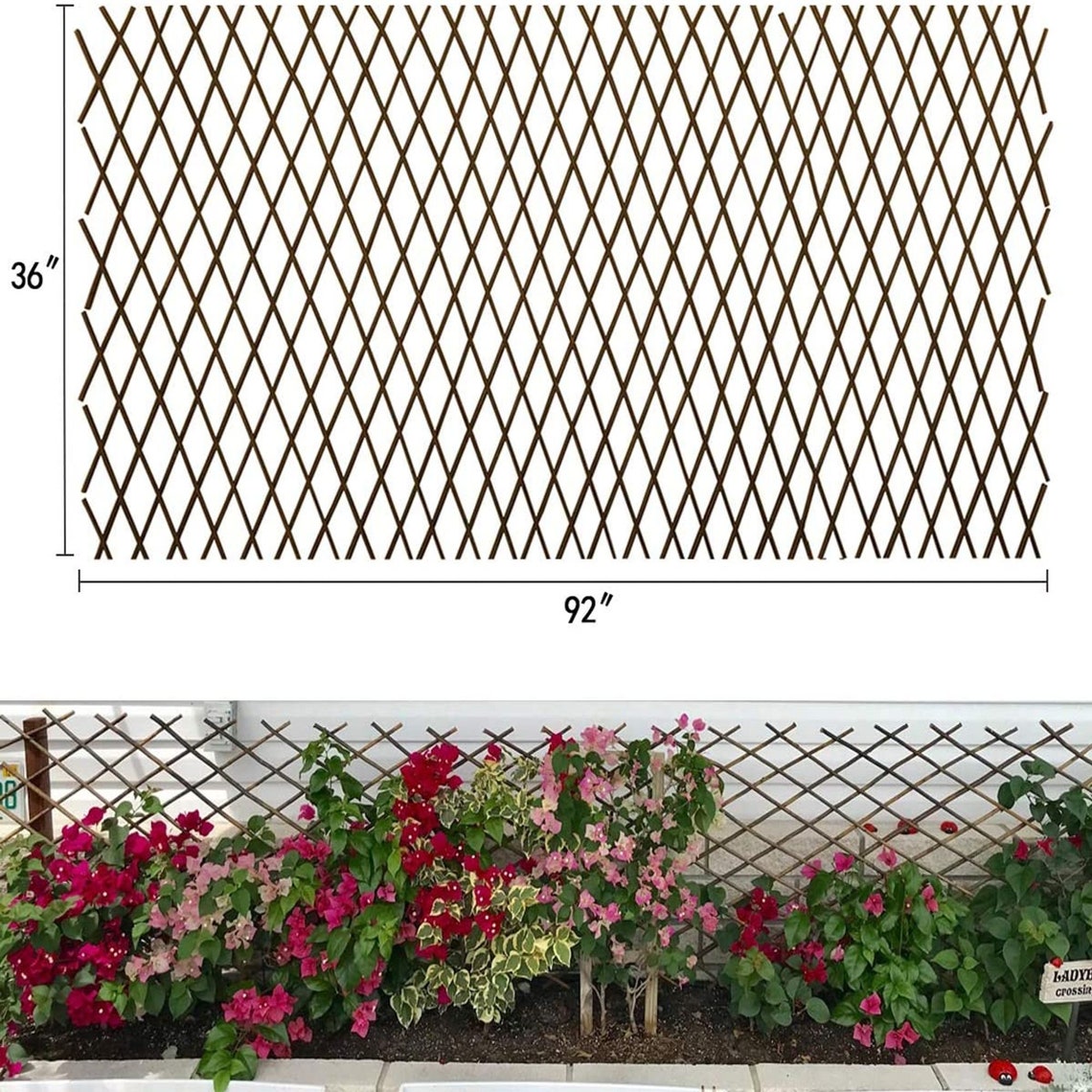 Plant Trellis Expandable Trellis Fence Panel Willow Lattice Etsy