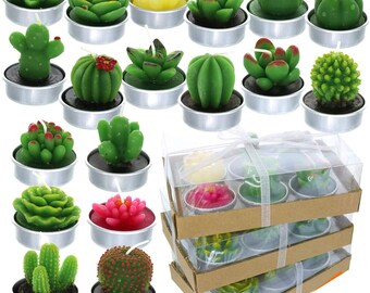 UUsave 12 Pcs Cactus Tealight Candles Decor Handmade Delicate Succulent Cactus Candles for Valentines day Birthday Party Wedding Spa Living Room Home Decoration 12 UUsave 12 Pcs Cactus Tealight Candles Decor Handmade Delicate Succulent Cactus Candles for Valentines day Birthday Party Wedding Spa Living Room Home Decoration 12