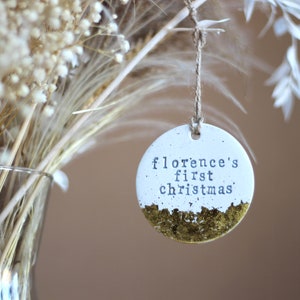 Personalised First Christmas Clay Bauble with Gold Leaf | Ornament | Gift | Decor | Baby