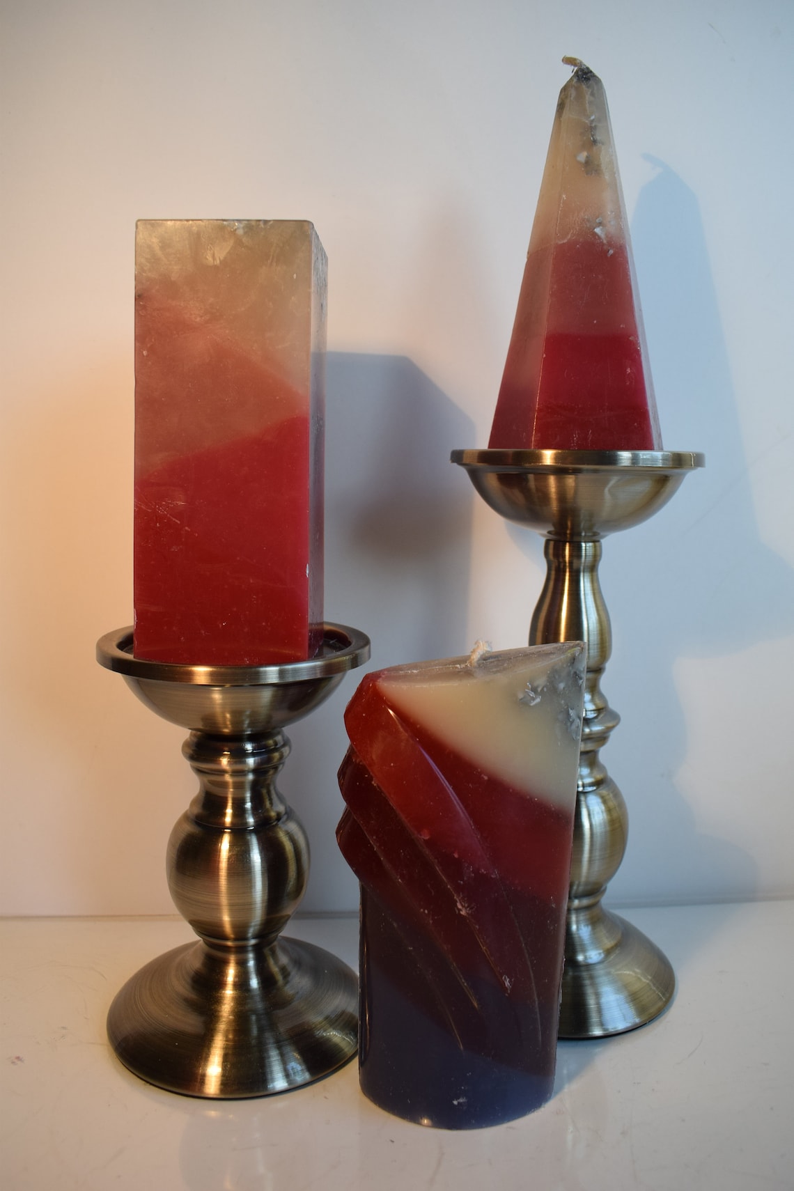 Pink and Purple Layered Candles With Silver in Oval Shape Etsy