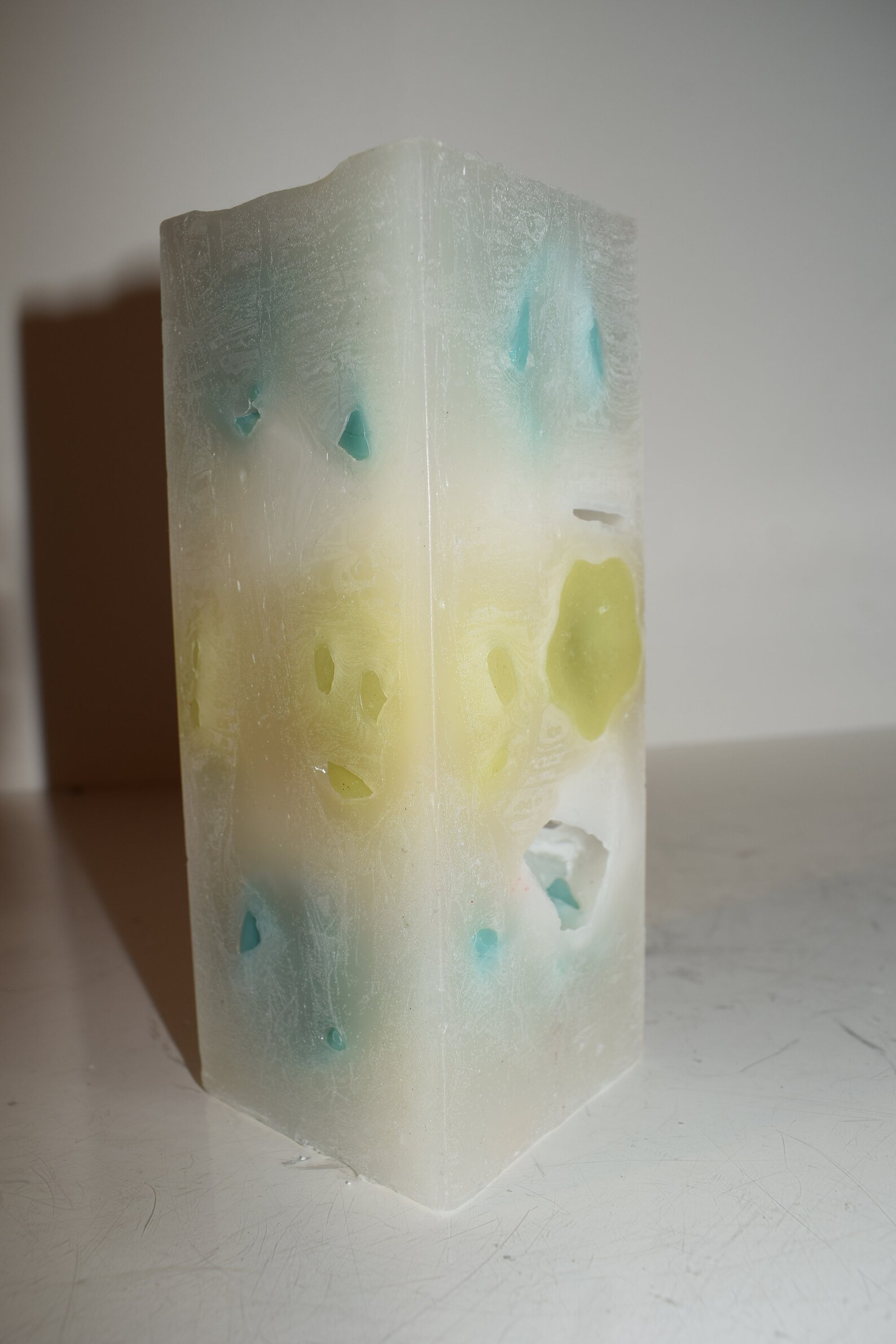 Green blue candles / ice cube candles in box shape spiral Etsy