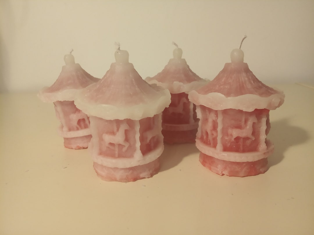 Filigree Small Red and White Carousel Candles, Christmas Candles - Etsy