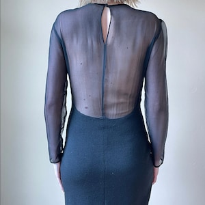 Saks Fifth Avenue early 90's Wool Body Con with Sheer Back