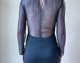Saks Fifth Avenue early 90&#39;s Wool Body Con with Sheer Back