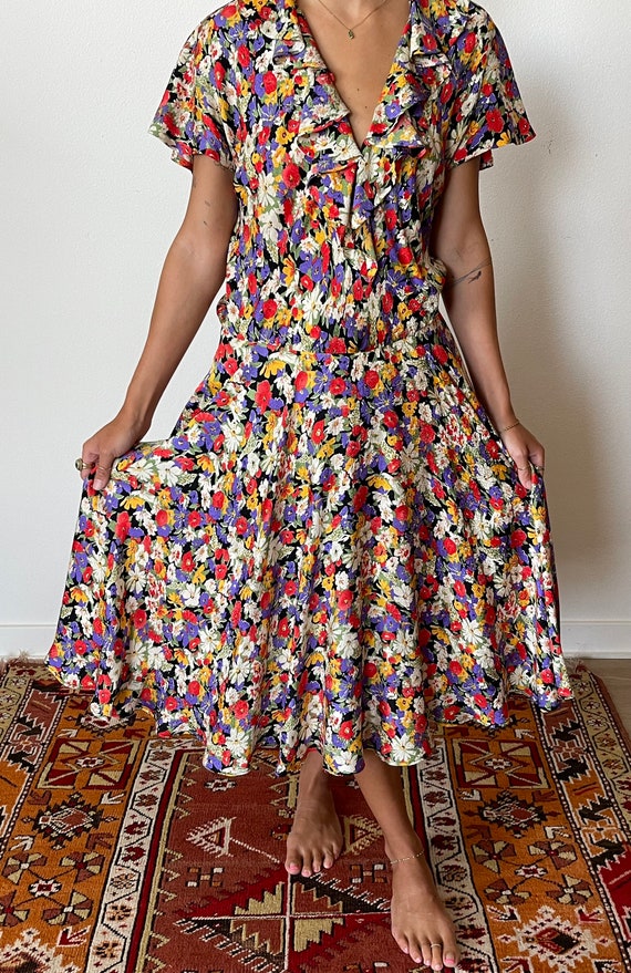 1980's does 1940's Floral Ditzy Tea Dress - image 1