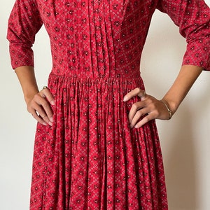 1980's Lanz Originals Red Calico Style Print Dress image 10