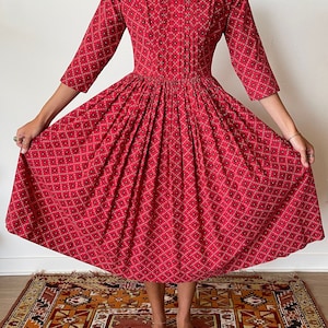 1980's Lanz Originals Red Calico Style Print Dress image 3