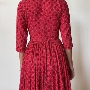 1980's Lanz Originals Red Calico Style Print Dress image 6