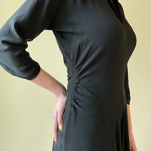 40&#39;s Jane Andre Black Viscose Dress with Peter Pan Collar