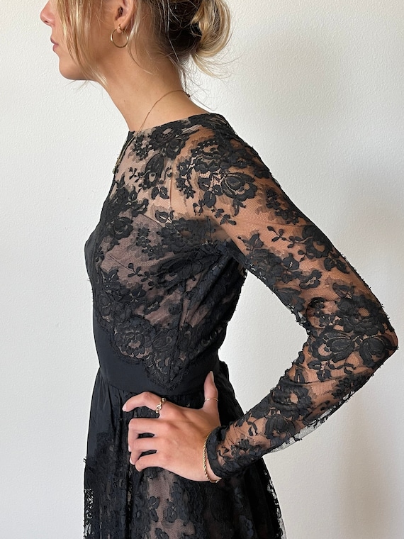 Black lace 50s style dress best sale