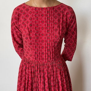 1980's Lanz Originals Red Calico Style Print Dress image 8