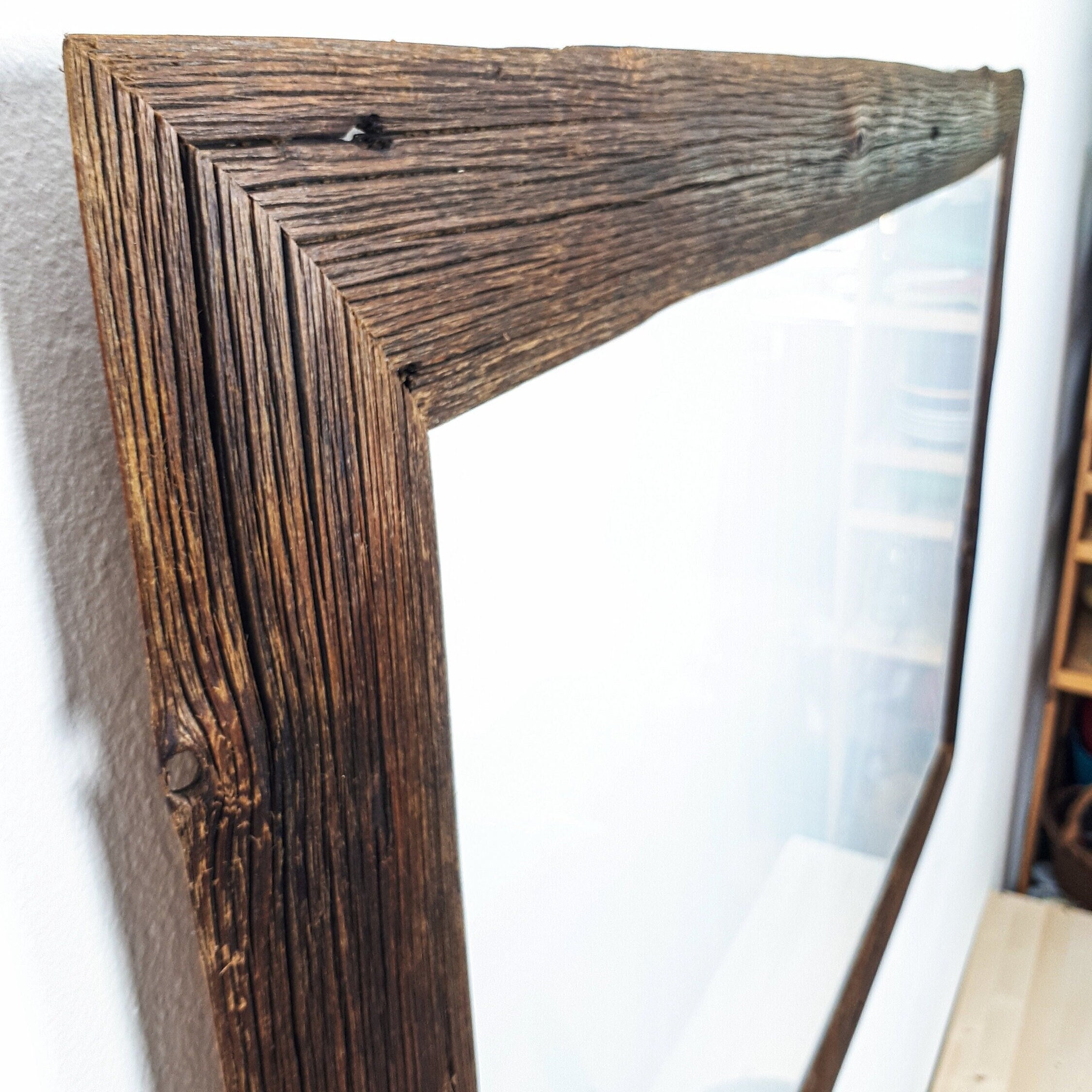 Rustic Frame - 24x30 distressed barn wood frame, metal corner brackets