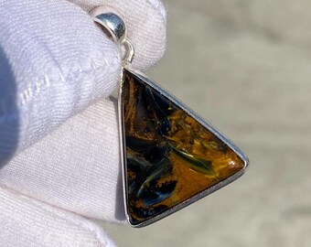 Handmade Pietersite Pendant: 925 Sterling Silver Jewelry