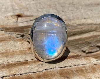 TRISHULA Mondstein Ring 925 Silber - Schmetterling & Blumen Design Für Damen