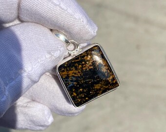 Handmade Pietersite Pendant: 925 Sterling Silver, Natural Stone