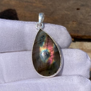 Handmade Purple Labradorite Pendant: 925 Sterling Silver Jewelry