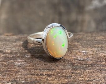 Handmade Ethiopian Opal Ring: 925 Sterling Silver Statement Ring