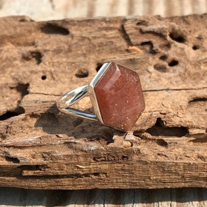Handmade Brown Sunstone Ring: 925 Sterling Silver Gemstone