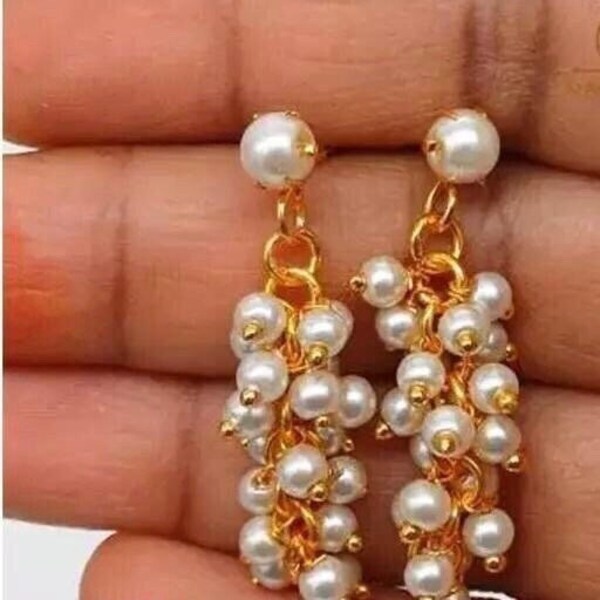 Mini Pearls Earring / Indian Jewelry / Sabyasachi Pearls Earring / Statement Earring / Women Dangle Earring / Gifts