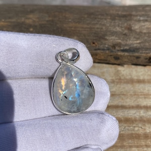 Natural Moonstone 925 Sterling Silver Pendant - Handmade