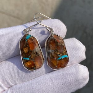 Handmade Turquoise Gemstone Earrings: 925 Sterling Silver