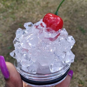 Ice Tumbler Topper, Ice with cherry Tumbler Lid