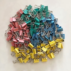 Small Binder Clips, Colorful, Horizontal width 3/4INCH, Small Metal Clamp, Paper Clamp